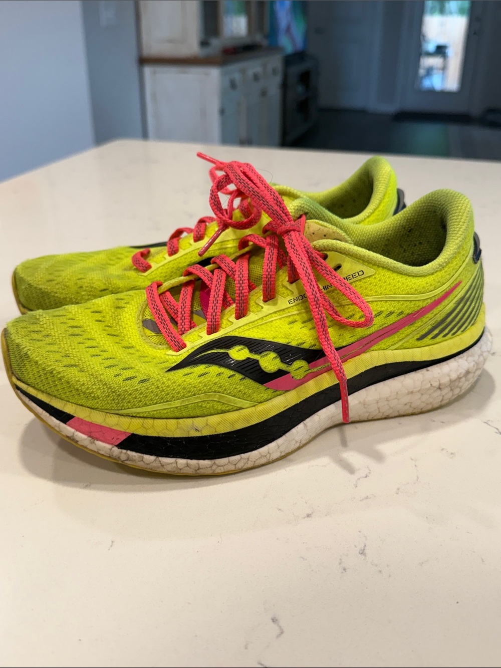 Saucony Women's Neon Lime with Hot Pink Running Shoes
